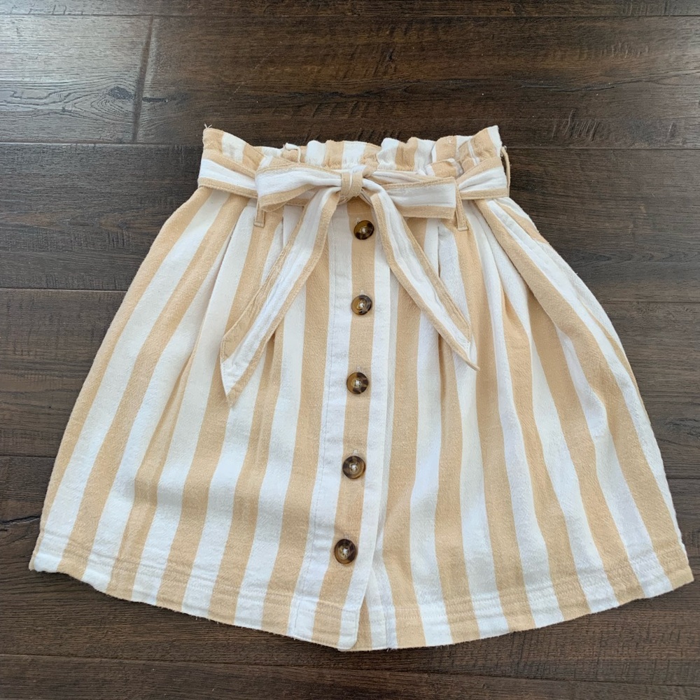 Hollister Ultra High Rise Beige White Striped Skirt